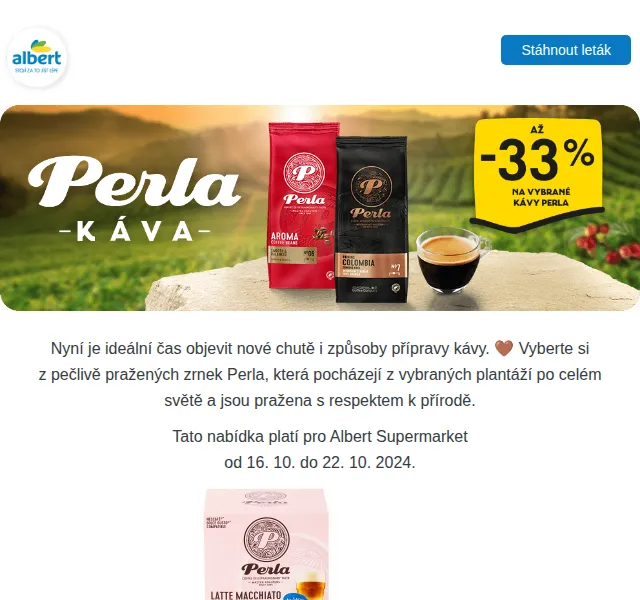 Albert: Perla káva se slevou až 33 % – říjen 2024 | Nuslet.cz