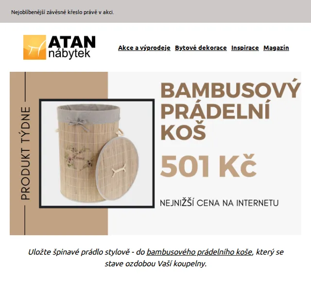 ATAN nábytek: Bambusový prádelní koš za 501 Kč – červen 2026 | Nuslet.cz