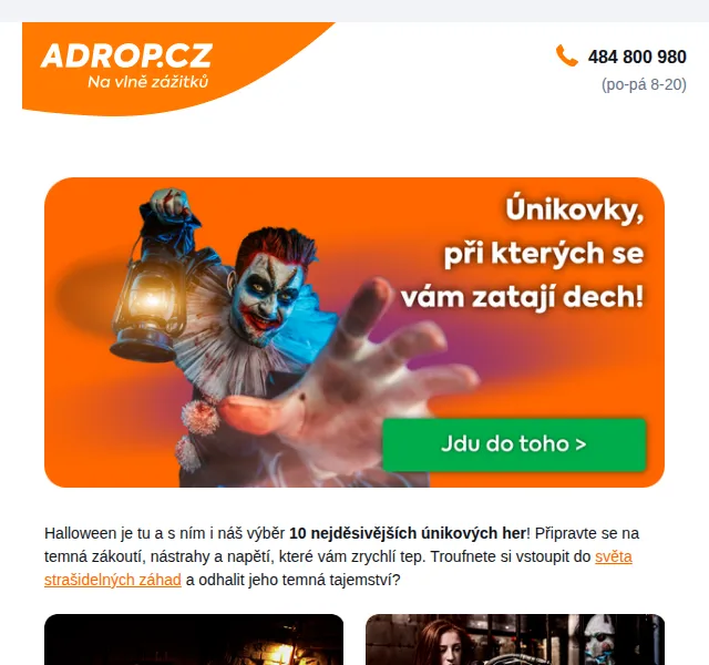 Adrop: Halloween – únikové hry od 999 Kč – červen 2026 | Nuslet.cz