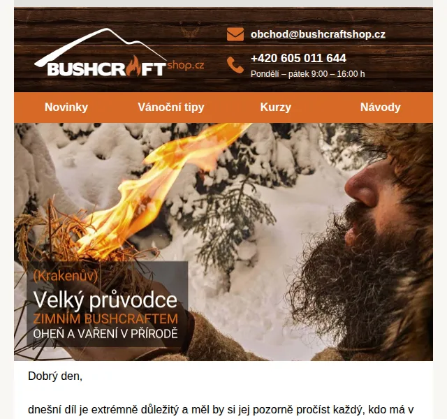 Bushcraftshop: Průvodce zimním bushcraftem – oheň a vaření + e-book zdarma – červen 2026 | Nuslet.cz