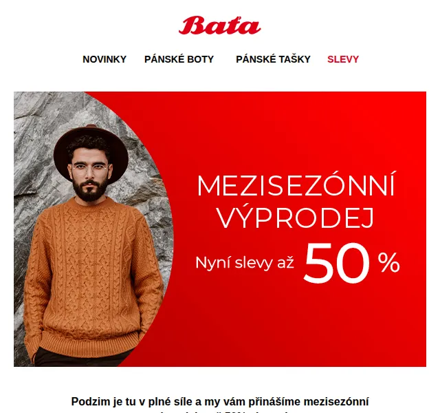 Baťa: Mezisezónní výprodej se slevou až 50 % – červen 2026 | Nuslet.cz