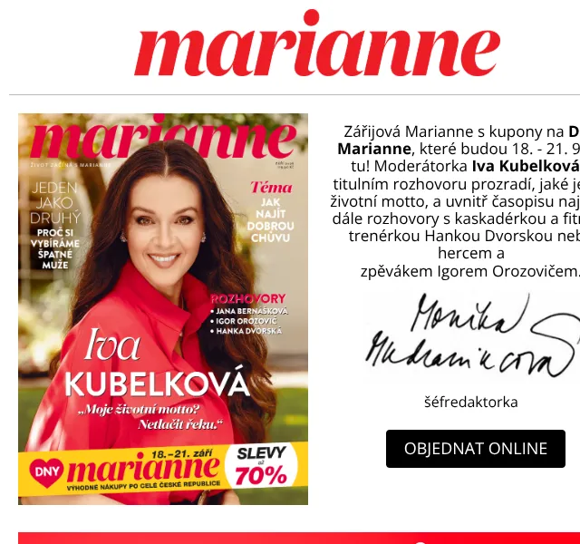 Marianne: Zářijové číslo s kupony na Dny Marianne