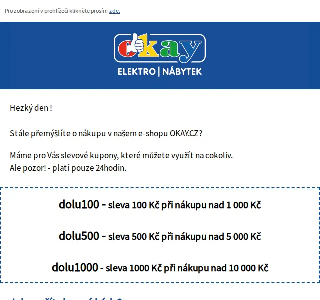 OKAY: slevové kódy 100-1000 Kč na celý nákup – červen 2026 | Nuslet.cz