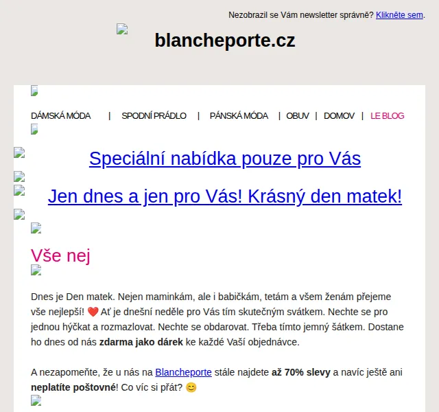 Blancheporte: Až -70 % + dárek zdarma – červen 2026 | Nuslet.cz