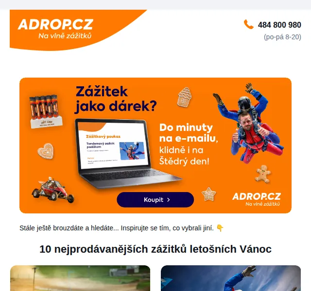 Adrop: 10 nejprodávanějších zážitků – červen 2026 | Nuslet.cz