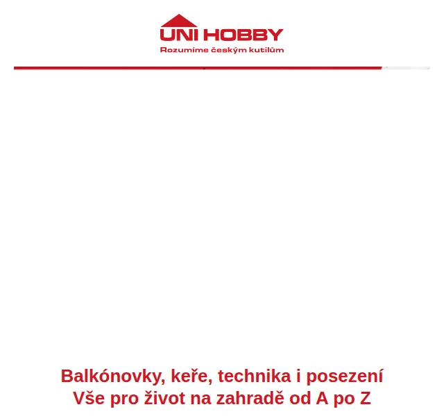 UNI HOBBY: Dubnový leták plný potřeb pro zahrádkáře – červenec 2026 | Nuslet.cz
