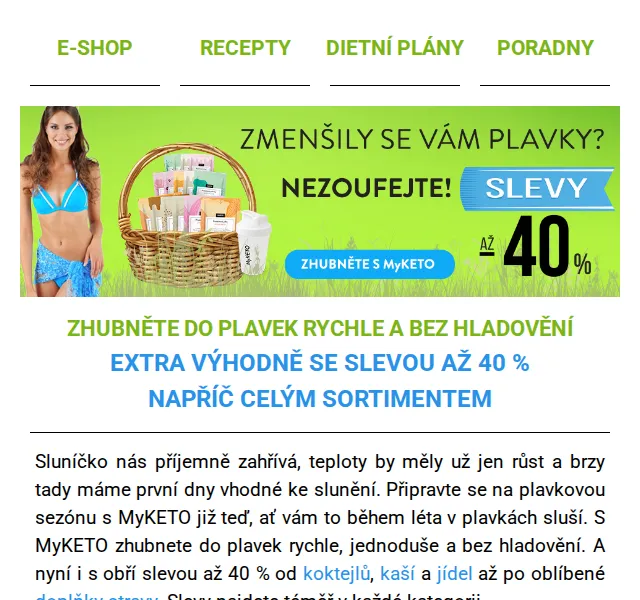 MyKETO: Hubnutí do plavek se slevami až 40 % – červen 2026 | Nuslet.cz