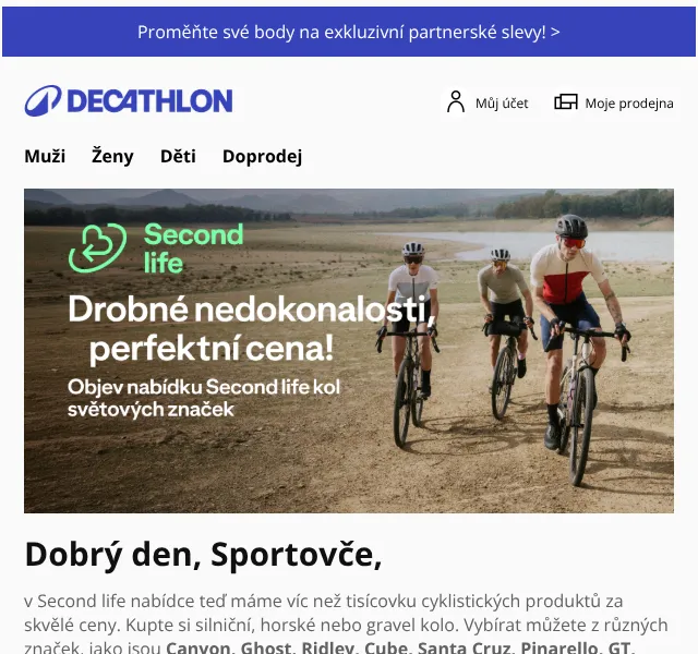 Decathlon Second life kola – sleva až 50 % – červen 2026