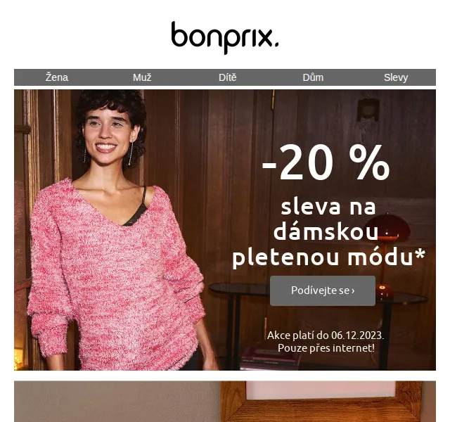 bonprix: Až 20% sleva na pletenou módu – červen 2026 | Nuslet.cz
