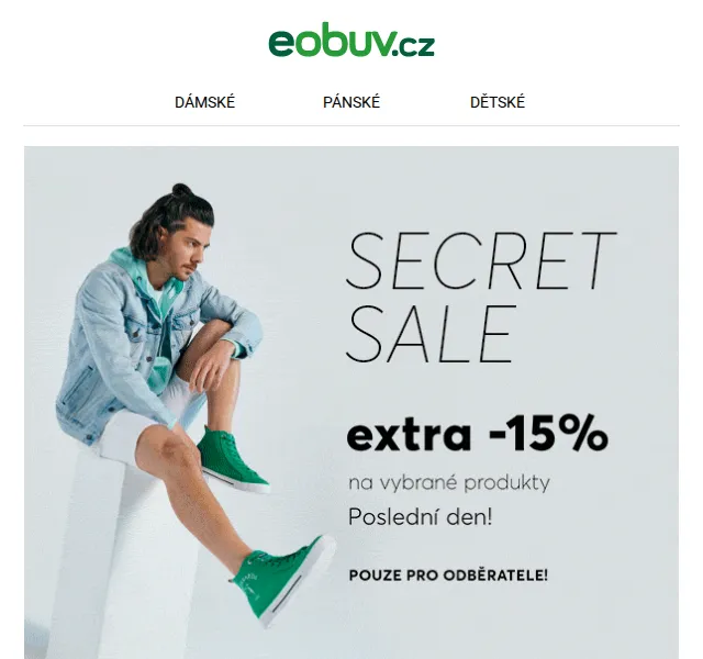 Eobuv.cz: Secret Sale – extra 15 % s kódem SECRET – červen 2026 | Nuslet.cz