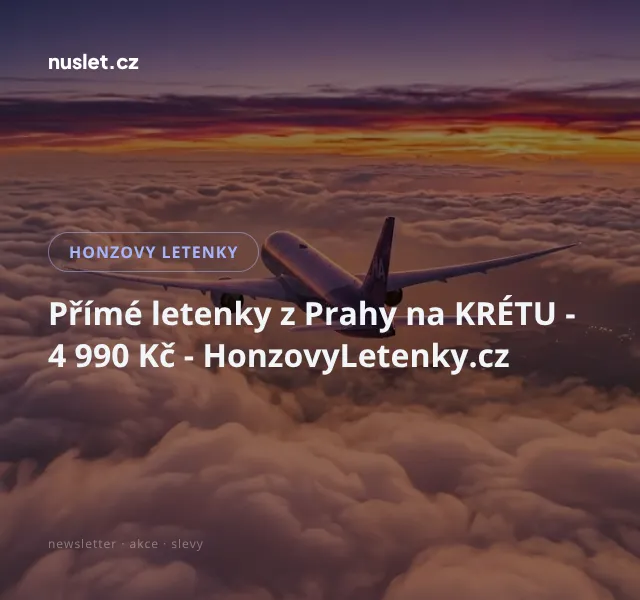 Honzovy letenky: Přímé letenky z Prahy na Krétu 4 990 Kč – červen 2026 | Nuslet.cz