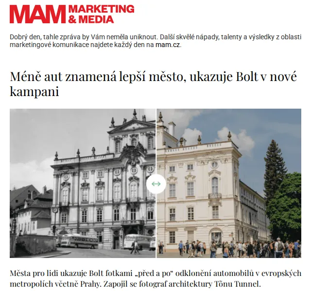Marketing & Media: Bolt kampaň Méně aut – červen 2026 | Nuslet.cz