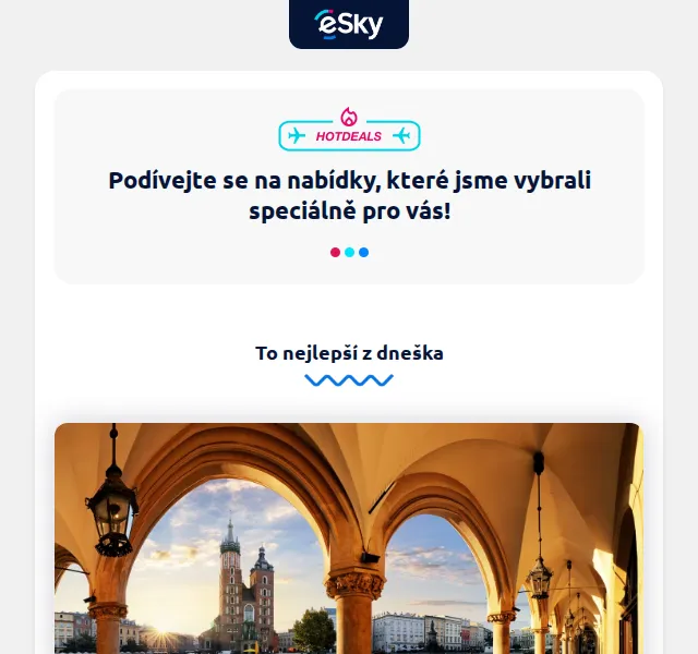 eSky.cz: Krakov od 908 Kč, Milán 983 Kč – červen 2026 | Nuslet.cz