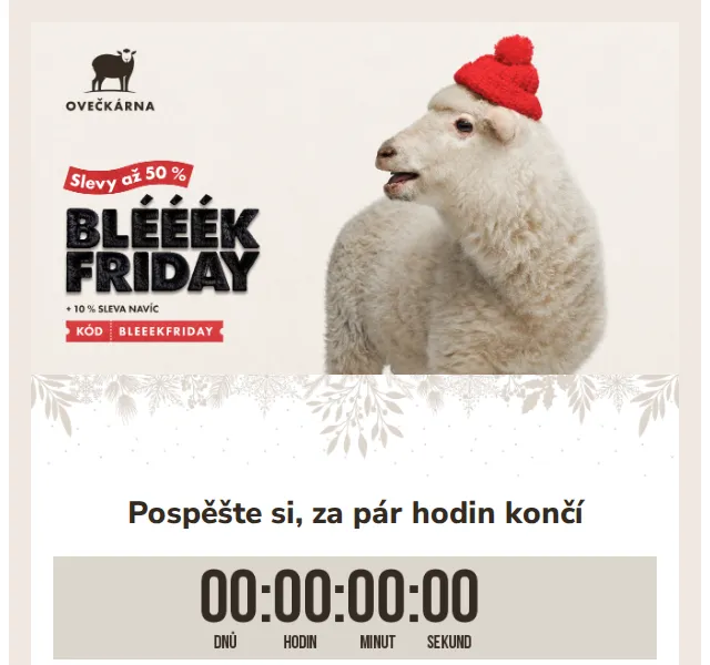 Ovečkárna: BLÉÉÉK FRIDAY až -50 % – prosinec 2024 | Nuslet.cz