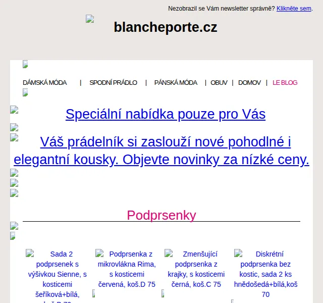 Blancheporte: spodní prádlo od 149 Kč – červen 2026 | Nuslet.cz