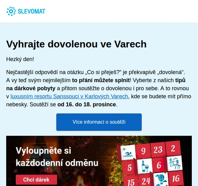 Slevomat: Vánoční pobyt v lázních Sanssouci od 1 599 Kč – prosinec 2026 | Nuslet.cz