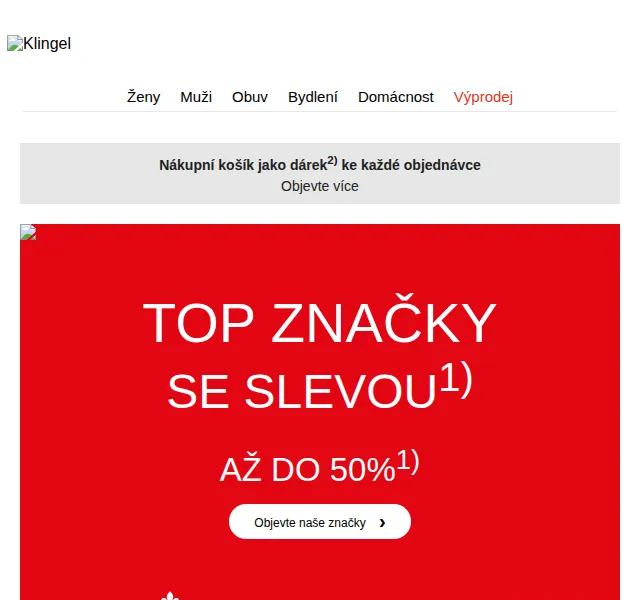 KLiNGEL.cz: Slevy až 50 % na TOP značky – červen 2026 | Nuslet.cz