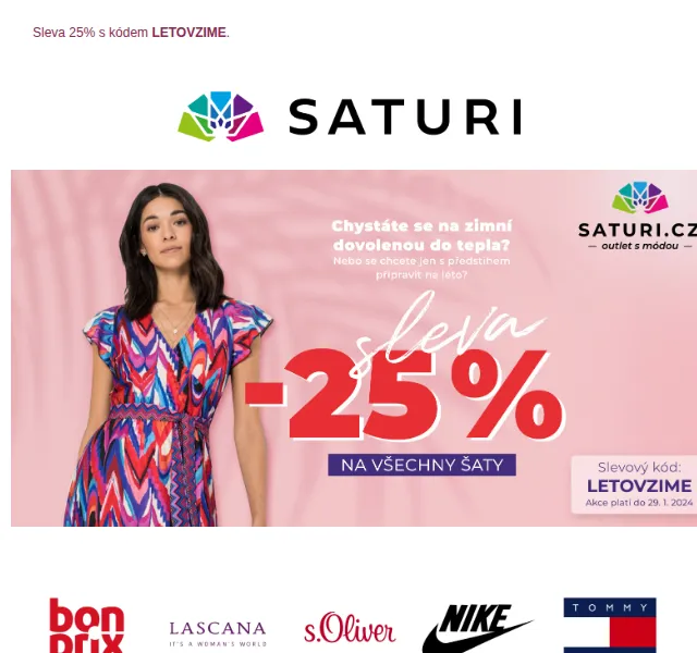 Saturi: 25% sleva na zimní oblečení a obuv – červen 2026 | Nuslet.cz