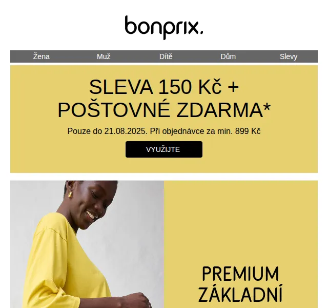 bonprix: Sleva 150 Kč + poštovné zdarma – červen 2026 | Nuslet.cz