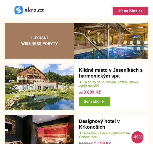 Vánoce na Skrz: Wellness pobyty od 2 190 Kč – červen 2026 | Nuslet.cz