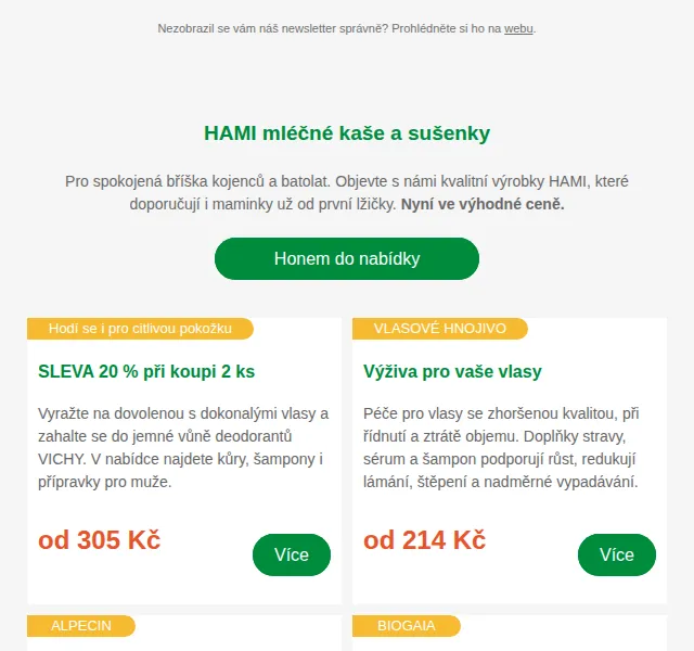 Lékárna.cz: HAMI, VICHY, ALPECIN slevy – červen 2026 | Nuslet.cz