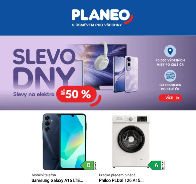 Planeo: Sleva až 50 % na elektro – září 2026