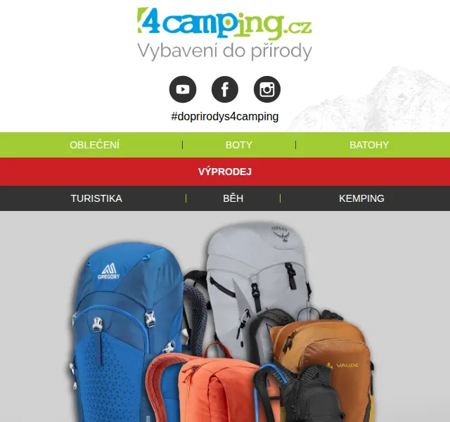 4camping.cz: Batohy 800 modelů, sleva až 60 % – červen 2026 | Nuslet.cz