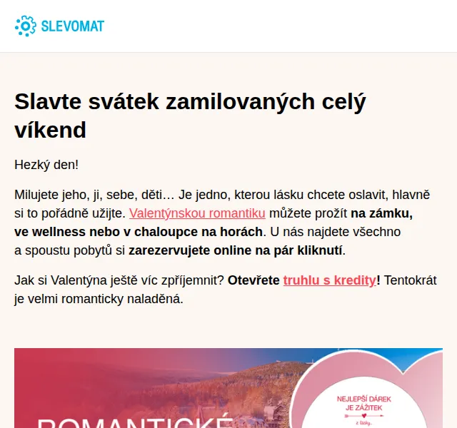 Slevomat: Valentýnské pobyty od 1 090 Kč – červen 2026 | Nuslet.cz