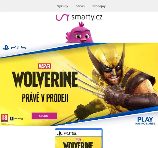 Smarty.cz: Wolverine PS5 1999 Kč + Trade-in sleva