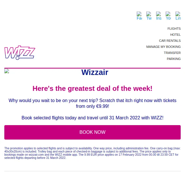 Wizz Air: Letenky od 9,99 € – březen 2026 | Nuslet.cz