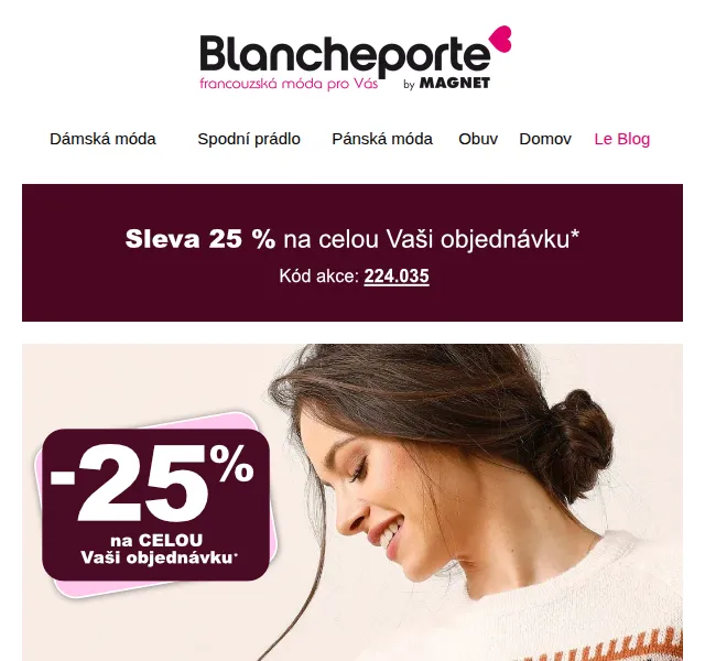 Blancheporte: -25 % na úpletové kousky – červen 2026 | Nuslet.cz