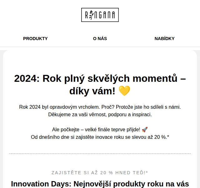 RINGANA: Innovation Days – sleva až 20 % | červen 2026 | Nuslet.cz