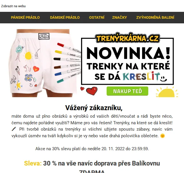Lukáš z Trenýrkárna.cz: Trenýrky na kreslení 30% sleva – červen 2026 | Nuslet.cz