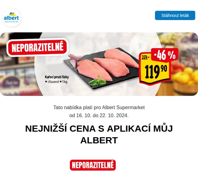 Albert: Máslo za 49,90 Kč, kuřecí řízky za 119,90 Kč – červen 2026 | Nuslet.cz