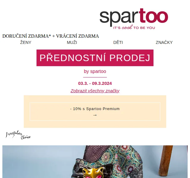 Spartoo.cz: Irregular Choice, Moony Mood, G-Star Raw -50% – červen 2026 | Nuslet.cz