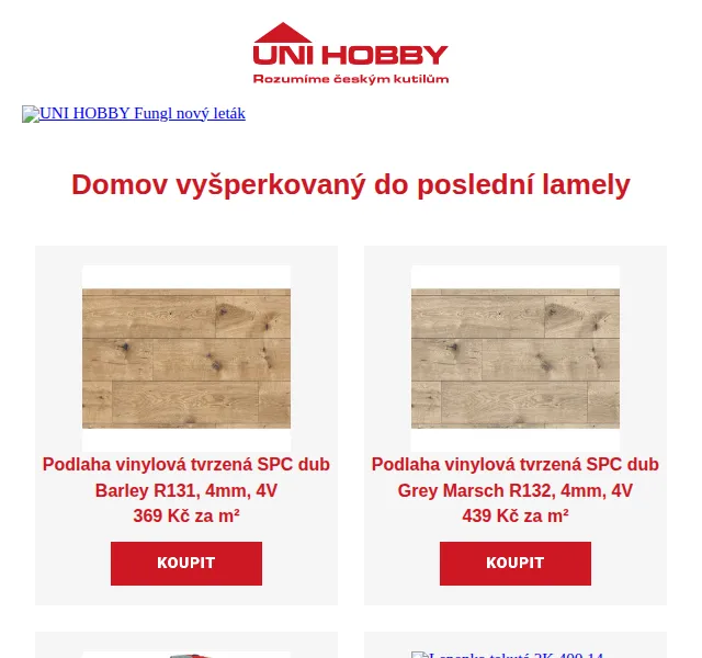 UNI HOBBY: Vinylová podlaha SPC od 369 Kč – červen 2026 | Nuslet.cz