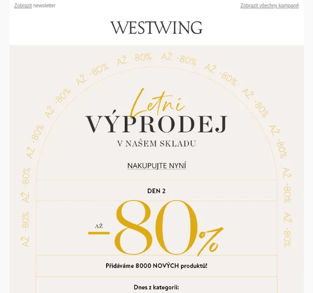 Westwing: Výprodej až -80 % – nové množství – červen 2026 | Nuslet.cz