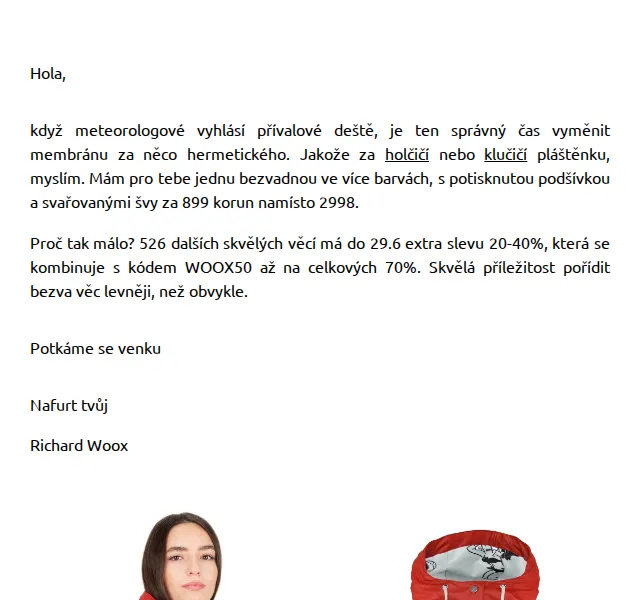 Richard Woox: Pláštěnka s potiskem od 899 Kč – červenec 2026 | Nuslet.cz