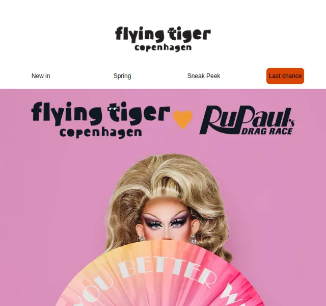Flying Tiger Copenhagen: RuPaul's Drag Race kolekce – duben 2026