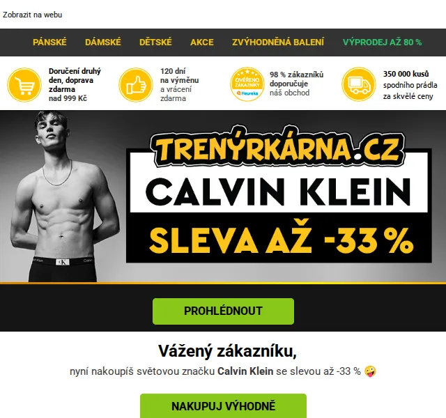 Lukáš z Trenýrkárna.cz: Calvin Klein sleva až 33 % – červen 2026 | Nuslet.cz