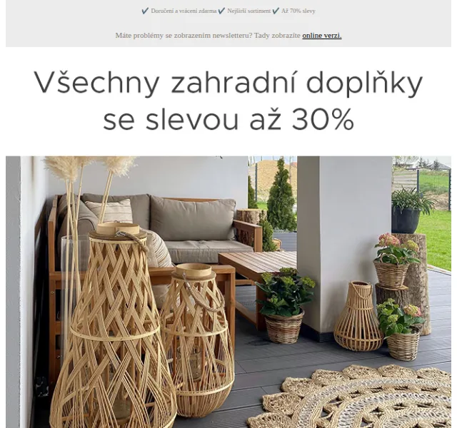 Beliani: Zahradní doplňky se slevou až 30 % – červen 2026 | Nuslet.cz