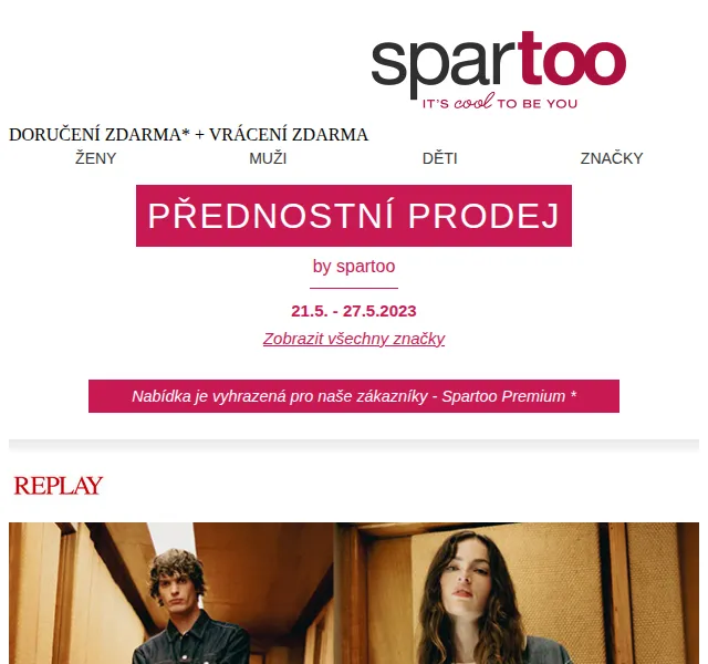 Spartoo: Slevy až -50% na Replay, Les Petites Bombes a Ipanema – červen 2026 | Nuslet.cz