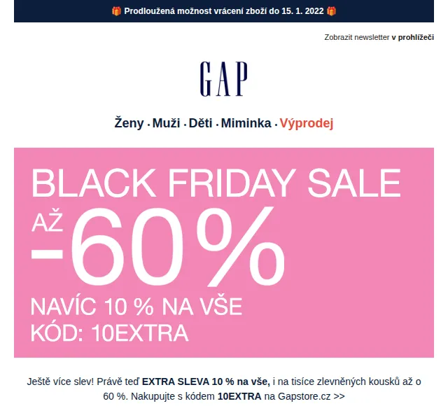 GAPstore.cz: Slevy až 60 % + extra 10 % na vše – červen 2026 | Nuslet.cz