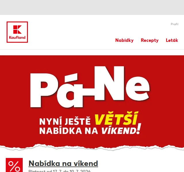 Kaufland: Akce na víkend – slevy až 53 % – srpen 2026