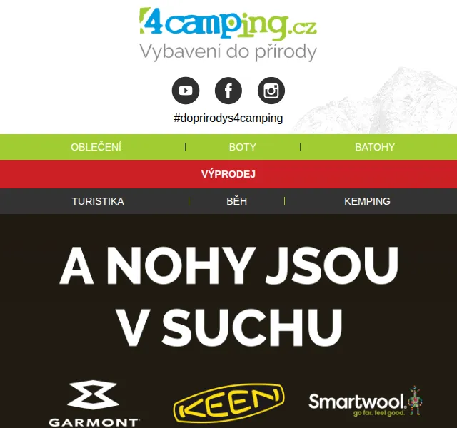 4camping.cz: Sleva 10 % na Garmont, Keen, Smartwool – červen 2026 | Nuslet.cz