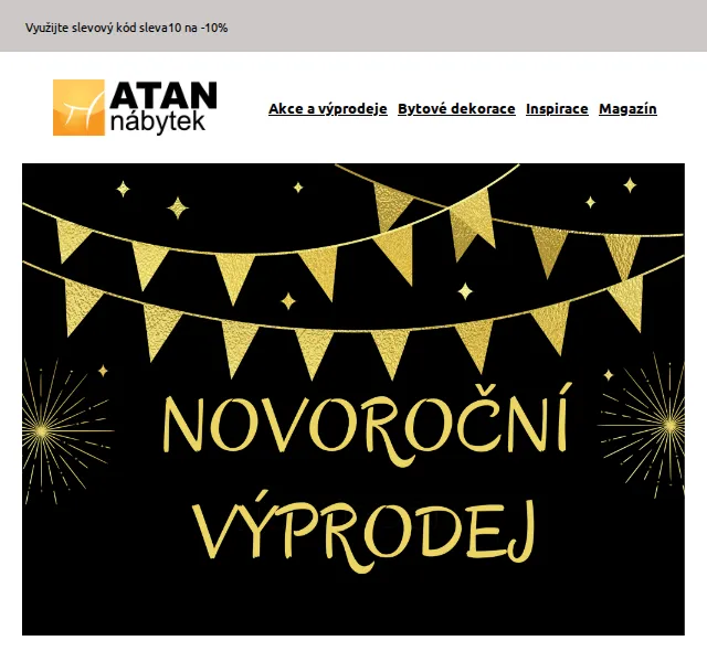 ATAN nábytek: Novoroční výprodej se slevou 10 % – červen 2026 | Nuslet.cz
