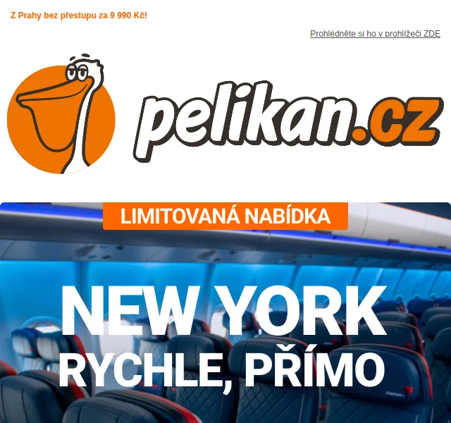 Pelikan.cz: Letenka do New Yorku od 9 990 Kč – červen 2026 | Nuslet.cz