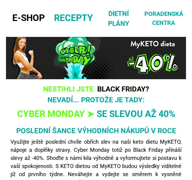 MyKETO: Cyber Monday sleva 40 % – červenec 2026 | Nuslet.cz