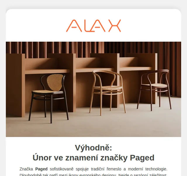 ALAX nábytek: sleva 10 % na PAGED – červen 2026 | Nuslet.cz