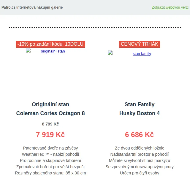 Patro.cz: stany Coleman a MSR se slevou až 10 % – červen 2026 | Nuslet.cz